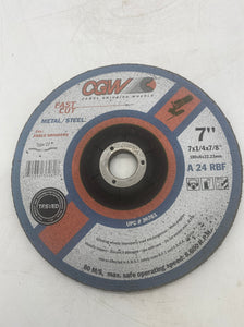 CGW 36261 A24RBF Grinding Wheel 7x1/4x7/8” Metal/Steel *Lot of (23)* (No Box)