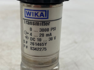 WIKA 8342275 Pressure Transmitter, 0-3000 PSI (Open Box)