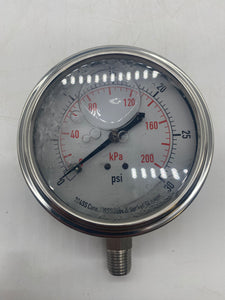 Grainger 4CFJ7A Pressure Gauge 0-30PSI Liq. Filled Btm Mount *Lot of (3)* (Open Box)