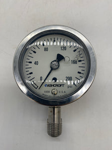 Ashcroft 63-1008-SL-02L-200# Pressure Gauge 0-200PSI *Lot of (2)* (Open Box)