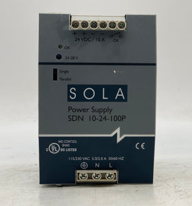 Sola SDN10-24-100P Power Supply 24VDC 10A (Used)