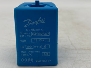 Danfoss 042N7507 Coil For Solenoid Valve, 12VAC 50Hz 9W (Open Box)