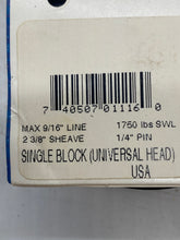 Load image into Gallery viewer, Schaefer Marine 706-05 Single Block (Universal Head) 2-3/8&quot; Sheave, 1750 SWL (New)