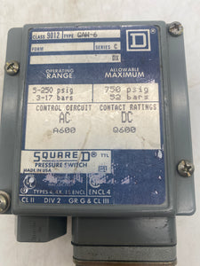 Square D 9012GAW6 Pressure Switch (No Box)