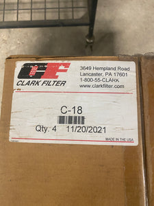 Parker Clark Filter C18 Lube Filter *Box of (4) Filters* (Open Box)