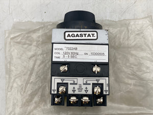 Agastat 7022AB Time Delay Relay 0.5-5 Seconds 120VAC 60 Hz. Coil (No Box)