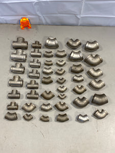 Assorted Lot of Stainless Steel Pipe Fittings, *Lot of (44) Pcs*, (New/Used)