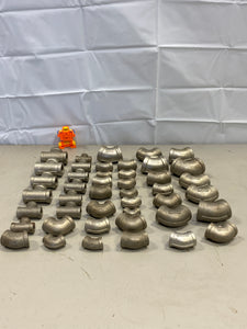Assorted Lot of Stainless Steel Pipe Fittings, *Lot of (44) Pcs*, (New/Used)