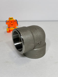 Socket Weld 90° Elbow 2" 316L SS Forged Pipe Fitting (No Box)