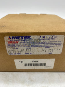 Ametek 1X601 Pressure Gauge, 160PSI, 1/2 ANPT LM (Open Box)