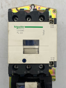 Schneider Electric LC1D40 Contactor w/ LRD3355 Thermal Overload Relay (Used)