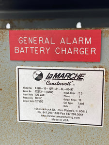 La Marche A12B-10-12V-A1-6L-00447 General Alarm Battery Charger, 120 VAC (Used)