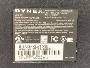 Dynex DX-19L150A11 Television Receiver, No Remote, 19in. (Used)