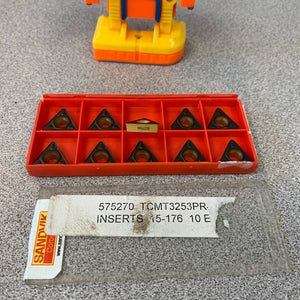 Sandvik Corokey 575270 TCMT3253PR Carbide Insert Tin Coating, *(10) per Pack* (Open Box)